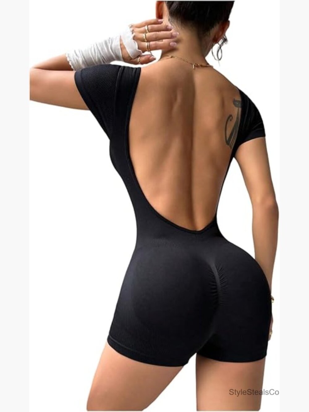 Backless Yoga Jumpsuit High Stretch Scoop Neck Romper